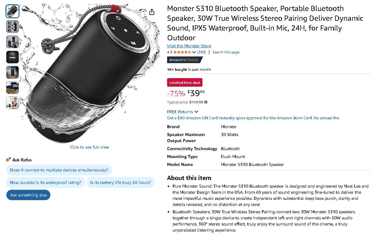 Monster S310 Bluetooth Speaker Screenshot of the Monster S310 Speaker