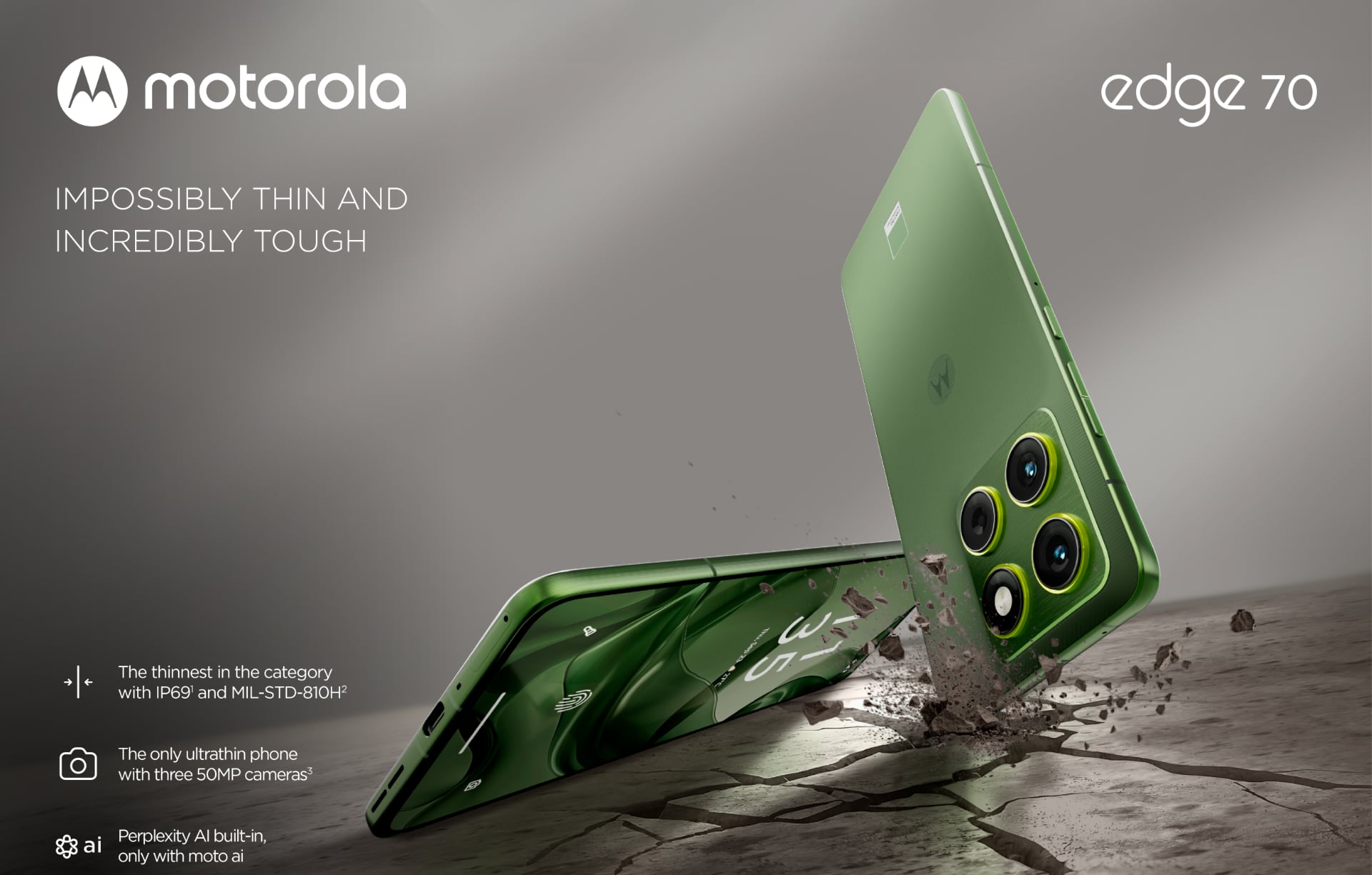 Motorola Edge 70 с защитой IP69 и MIL-STD-810H. Иллюстрация Motorola