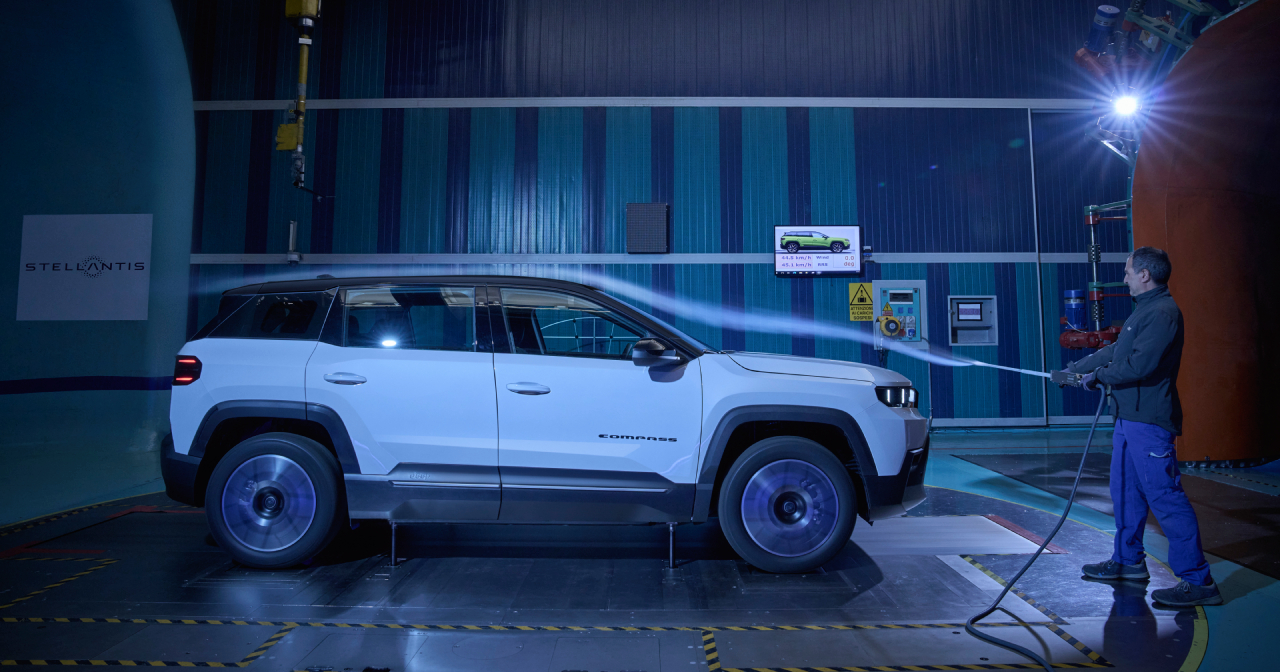 The new Jeep Compass in a wind tunnel.