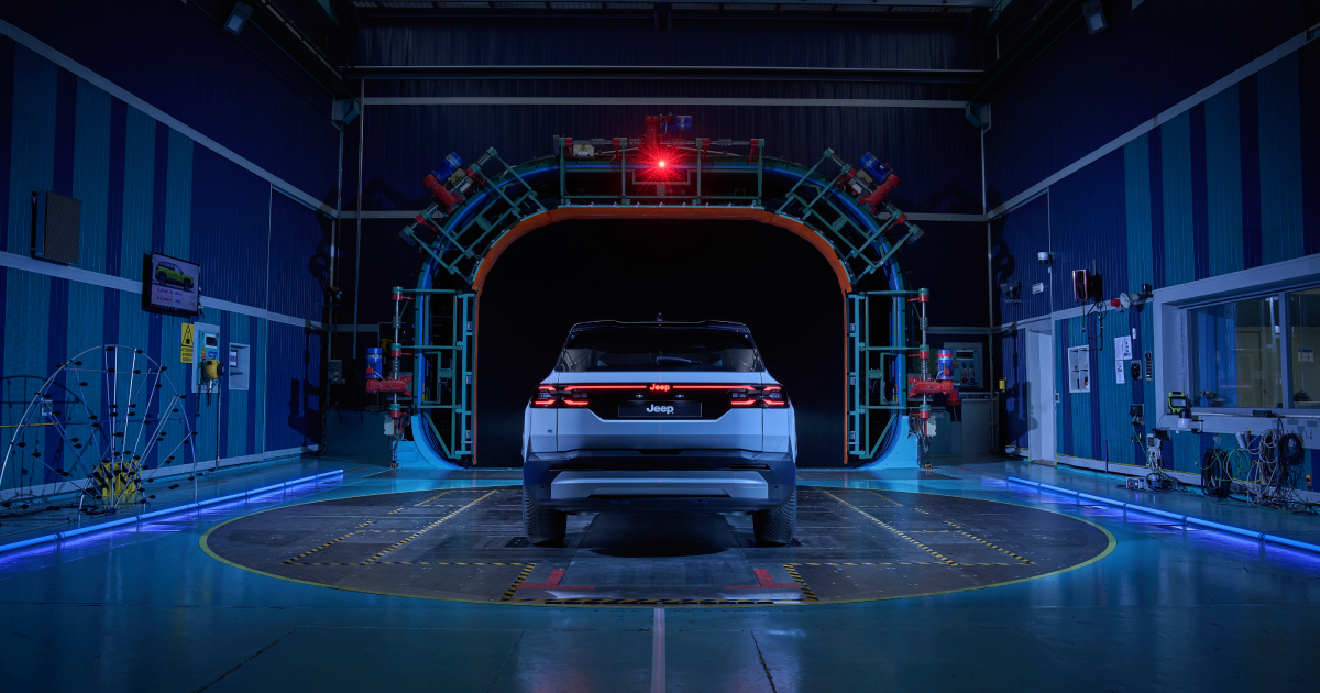 The new Jeep Compass in a wind tunnel.