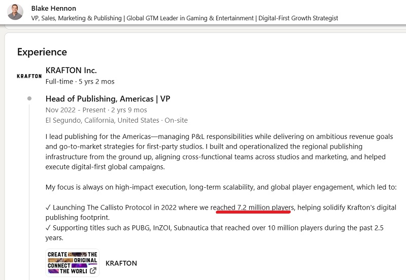 Страница Blake Hennon на LinkedIn