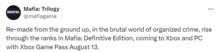 It's official: Mafia: Definitive Edition will be available on Xbox Game Pass in mid-August-2