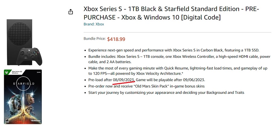 Starfield preload could start as early as August 9: Amazon reveals Bethesda's plans-2