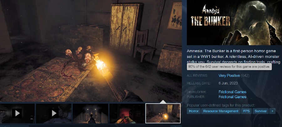 Les utilisateurs de Steam adorent Amnesia : The Bunker et recommandent le jeu à tous les fans d'horreur.-2