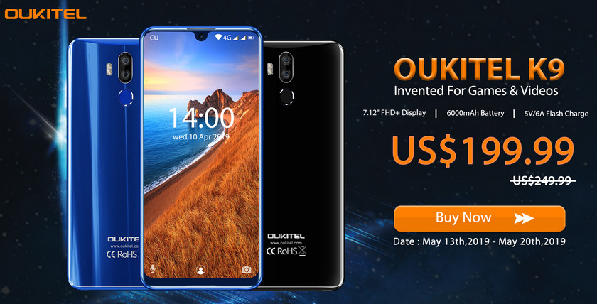 Открыт предзаказ на 7.12-дюймовый OUKITEL K9 с батареей на 6000 мАч и ценником до $200