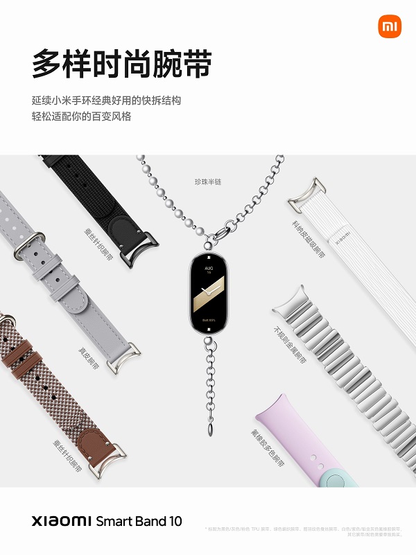 Различные варианты цветов Mi Band 10