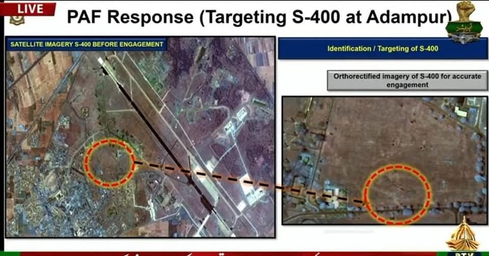 Satellite image of the strike on the Adampur airbase