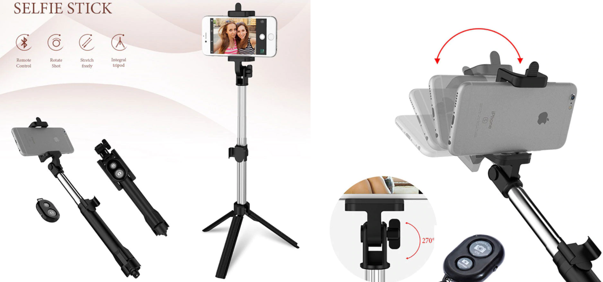 bâton de selfie avec bouton