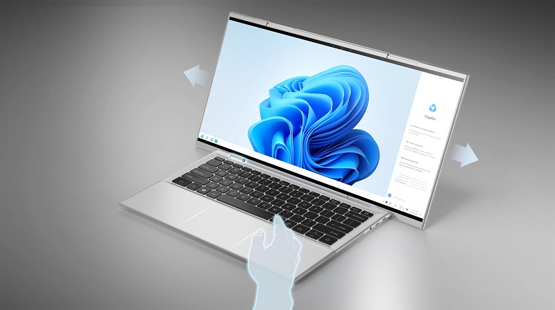 Compal notebook with retractable screen in action