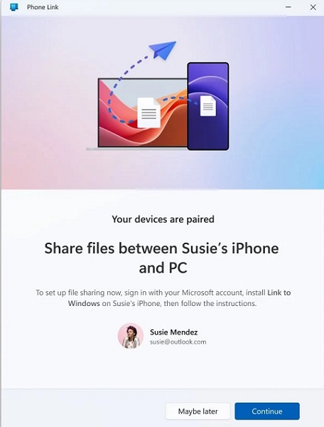 Screenshot of Phone Link settings