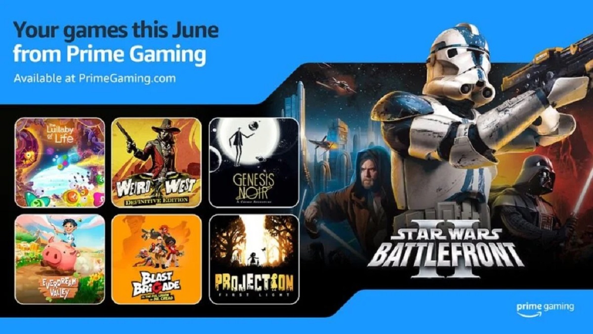 La sélection de jeux du mois de juin pour les abonnés Amazon Prime Gaming a été dévoilée, avec Star Wars Battlefront II (2005) et Weird West en tête d'affiche.