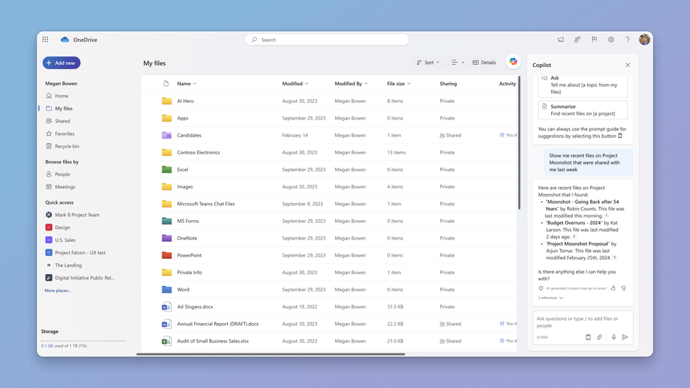Microsoft announced the introduction of Copilot to OneDrive cloud storage