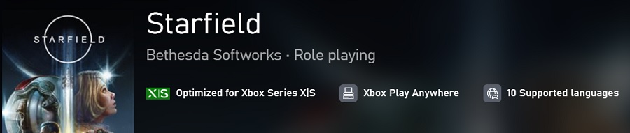 Les acheteurs d'une copie numérique de Starfield auront un accès simultané aux versions Xbox et PC du RPG : le jeu de Bethesda est désormais étiqueté Xbox Play Anywhere sur le Microsoft Store.-2
