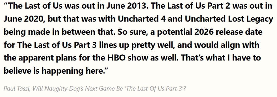 Media: The Last of Us Part III is already in development "with an eye on PlayStation 6" and will be released in 2026-3