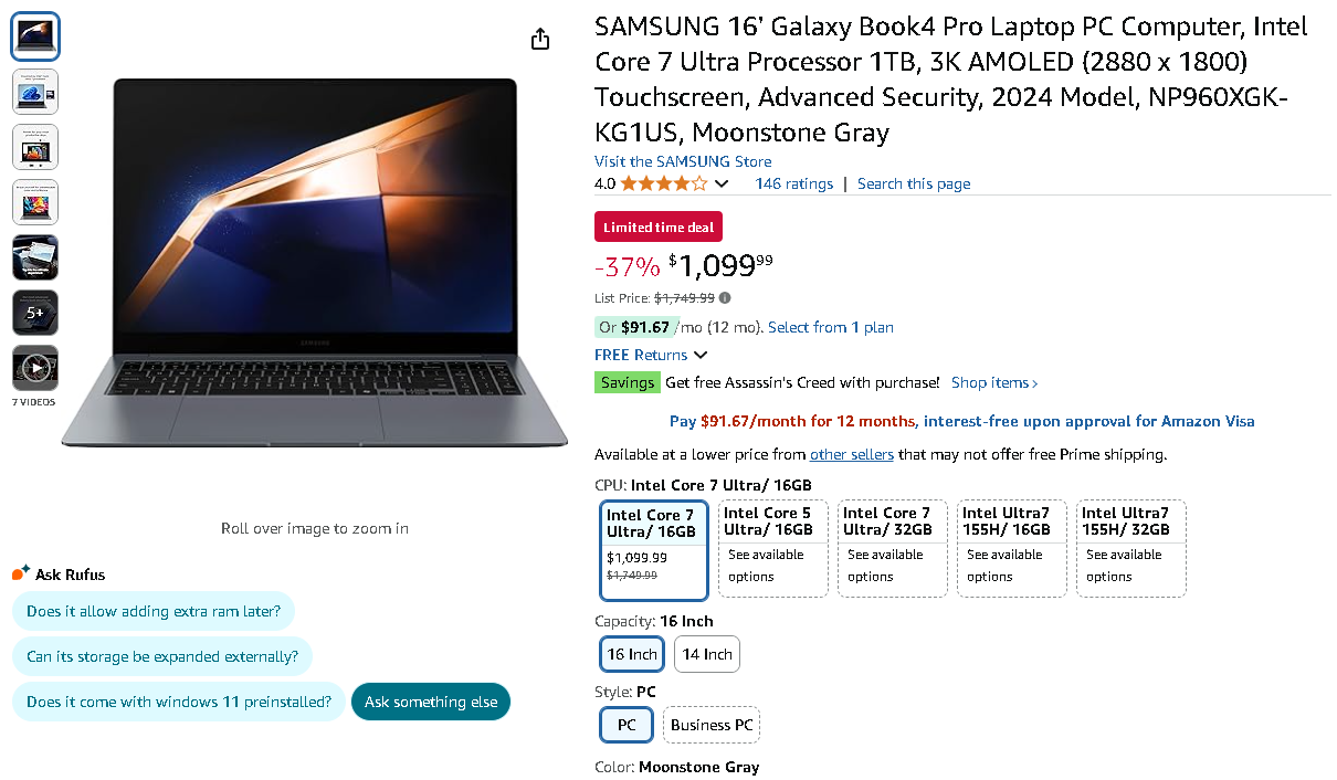Screenshot of the Galaxy Book4 Pro