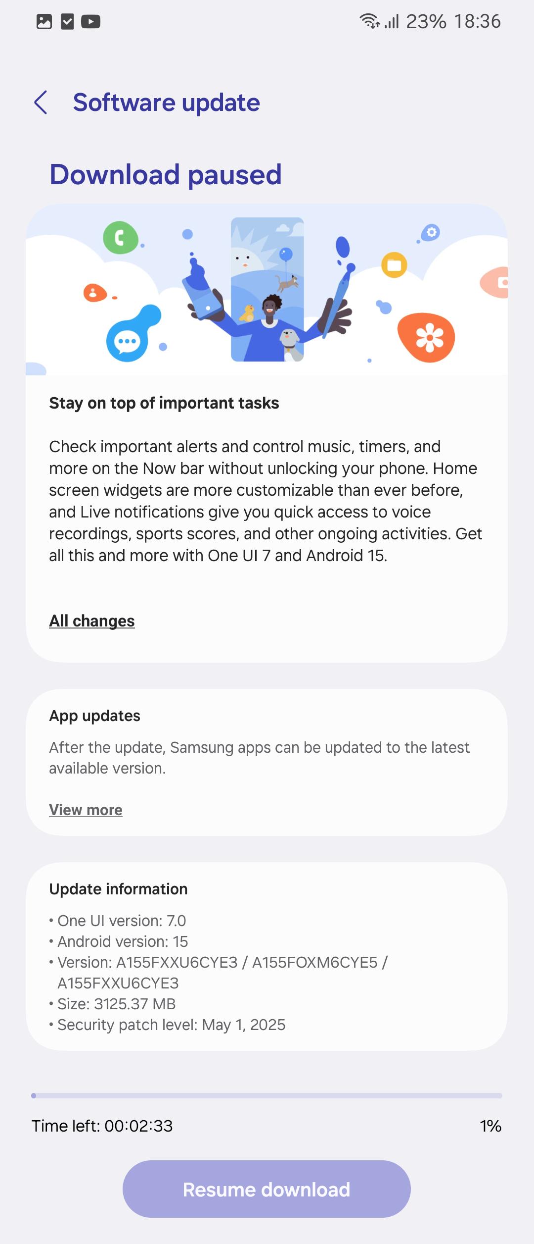 One UI 7 update for Galaxy A15 in Europe and the Caucasus