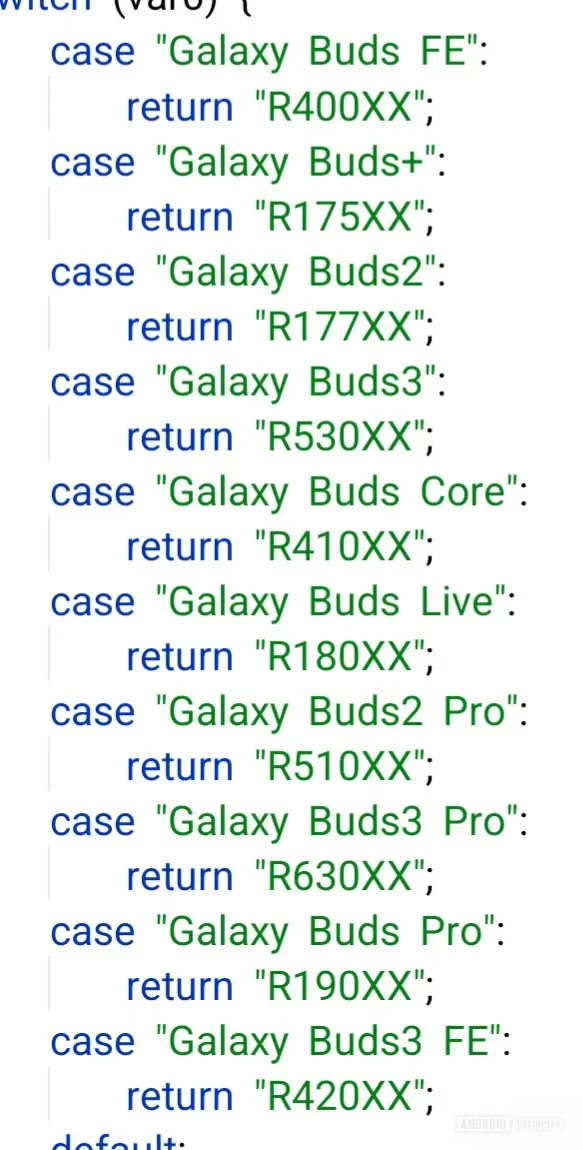 Code pour la nouvelle série d'écouteurs Galaxy Buds