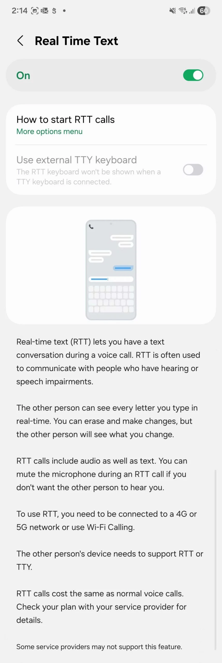 Real Time Text (RTT) на One UI 8 на базі Android 16 для Galaxy S25. Ілюстрація: SamMobile