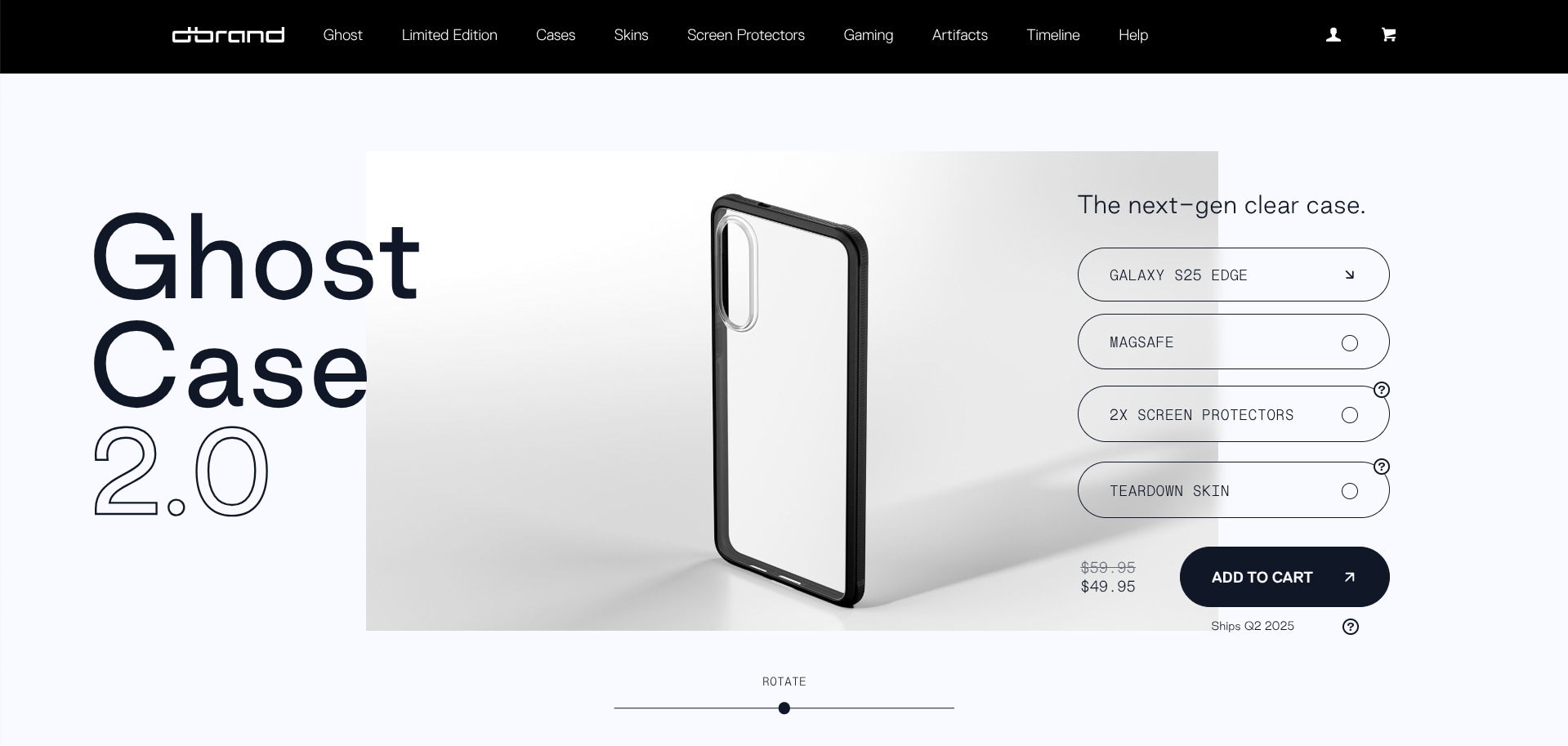 Прозорий чохол Ghost Case 2.0 для Samsung Galaxy S25 Edge з чорними боковими гранями