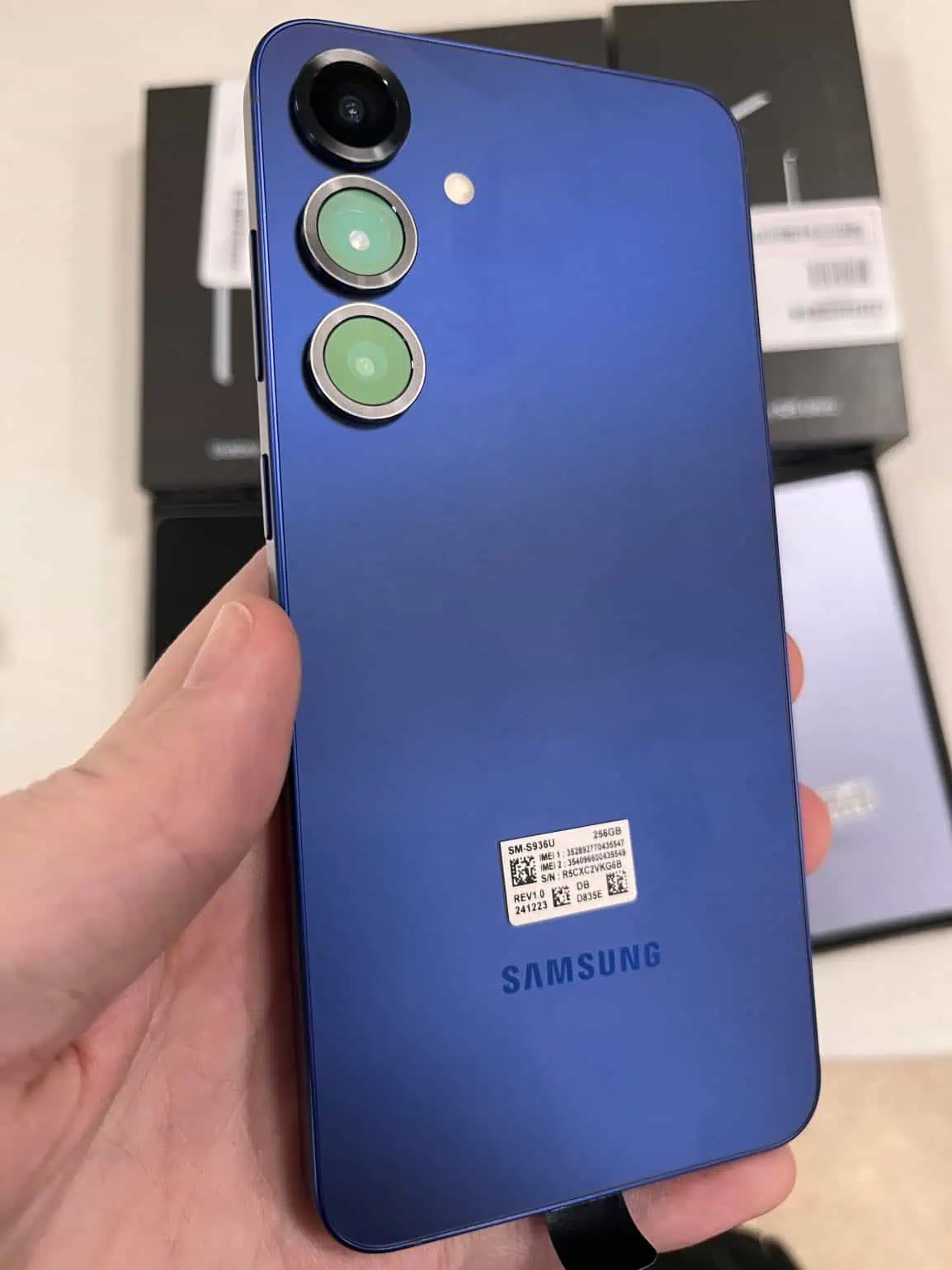 Galaxy S25 in a retail box