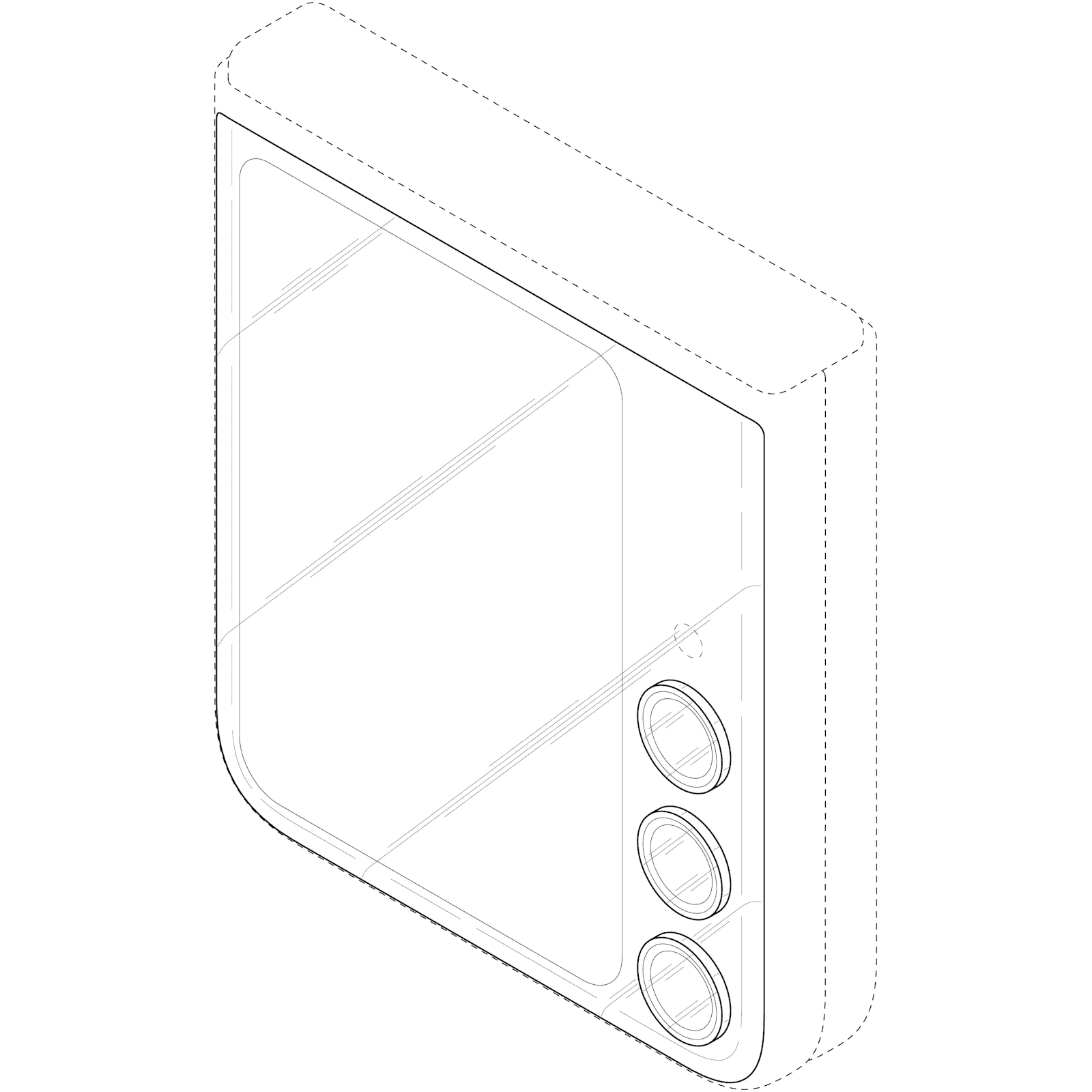 Samsung Galaxy Z Flip 7 design, 3D view from the telephoto camera