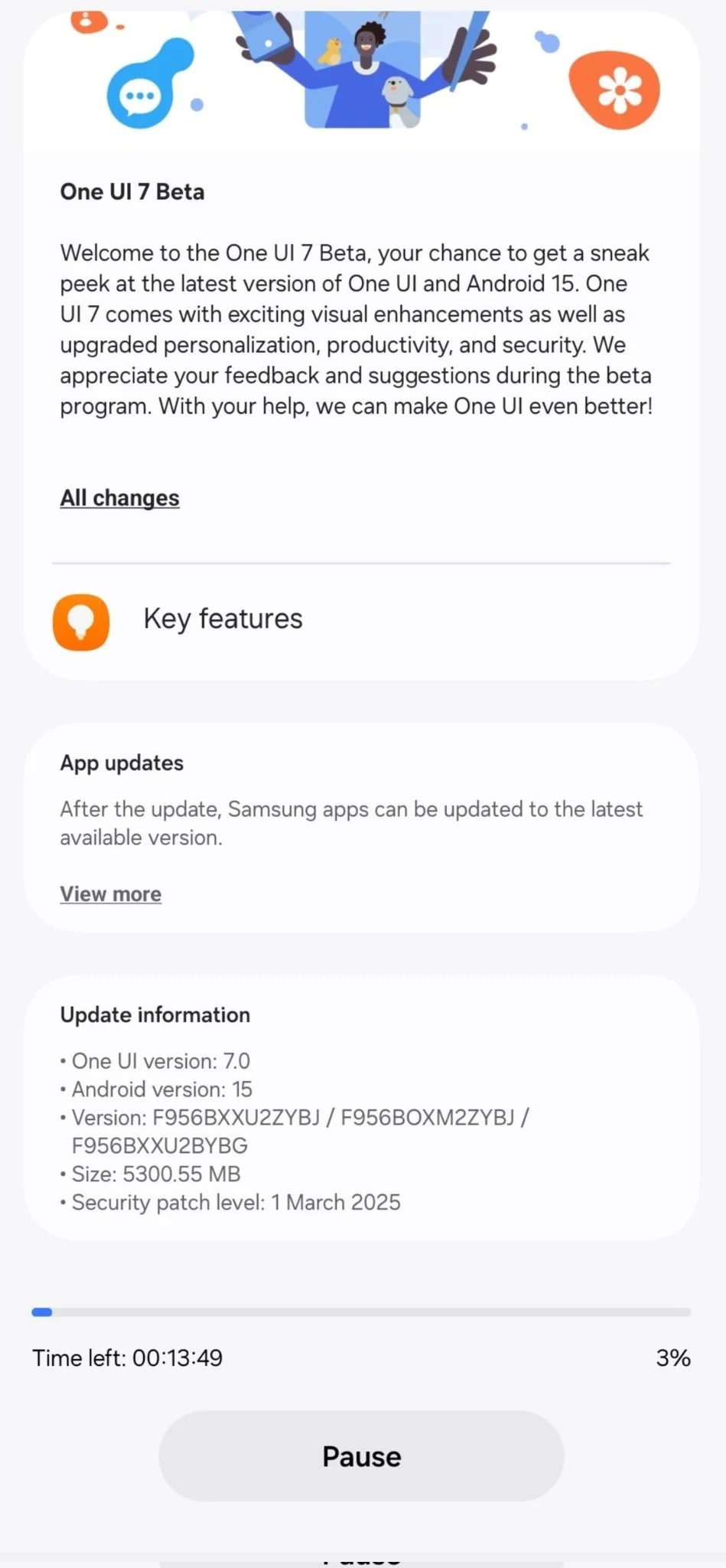 Samsung Galaxy Z Fold 6 One UI 7 Бета-оновлення бета-версії зображення 2