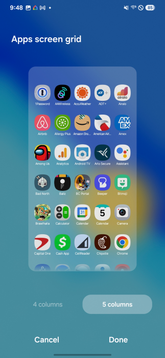 Select icons for the home screen