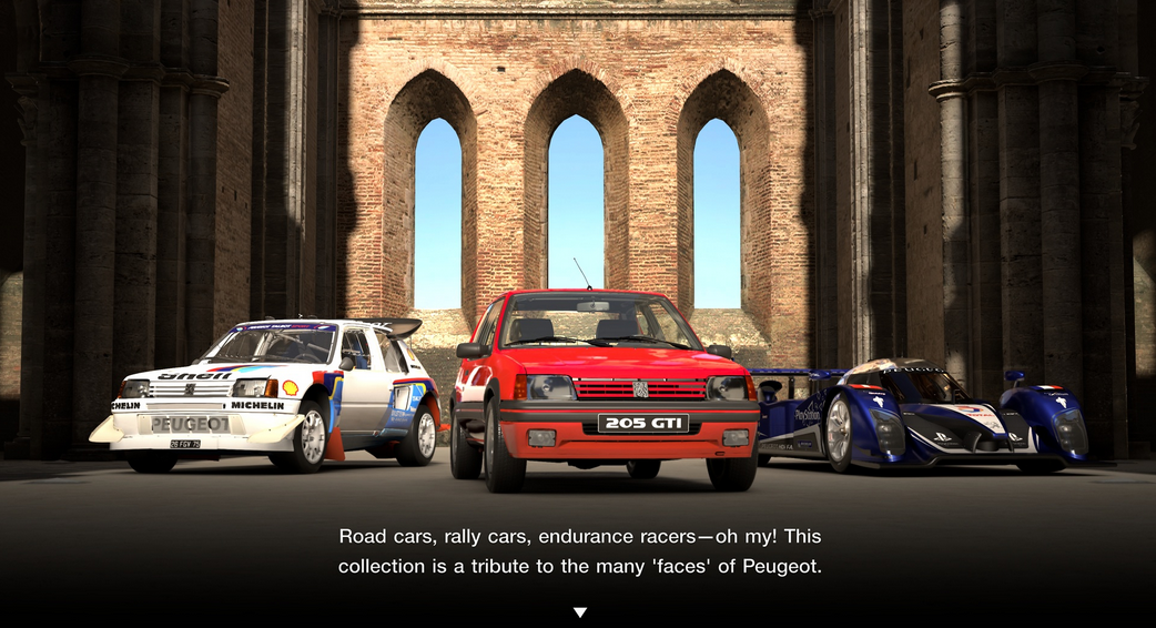 Screenshot of the new Peugeot collection in the Extra Menu