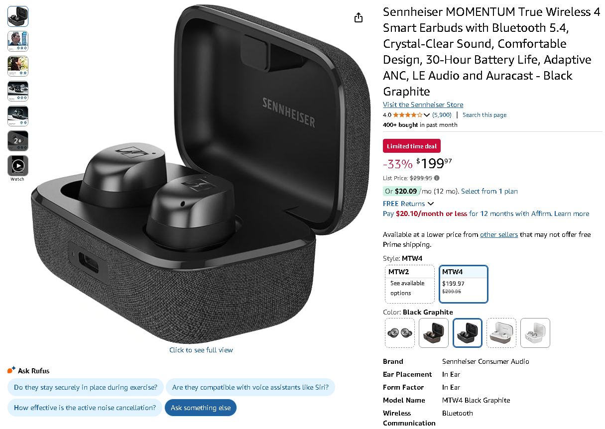 MOMENTUM True Wireless 4 Earbuds Screenshot of the MOMENTUM True Wireless 4