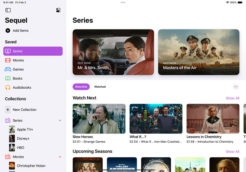 Screenshot of the Sequel app on iPad