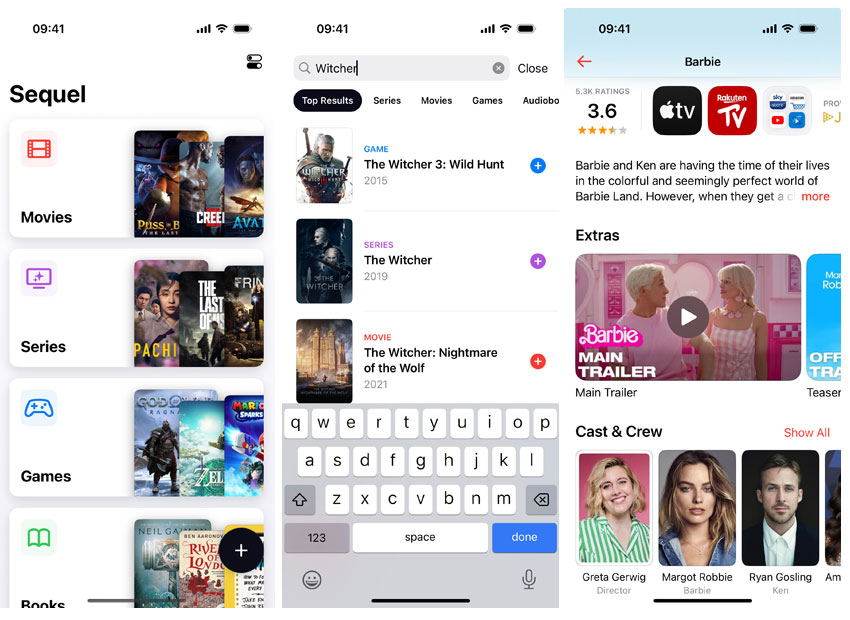 Screenshot of the Sequel app on the iPhone
