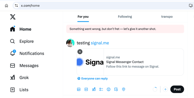 X блокує посилання на Signal
