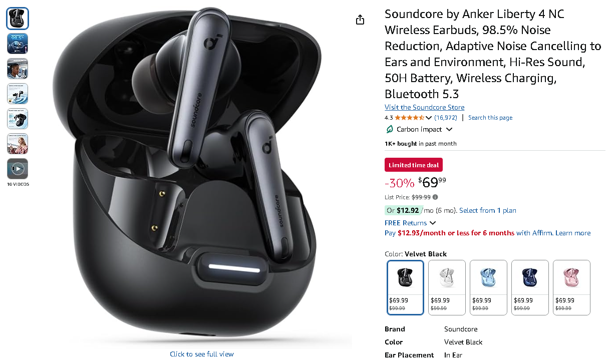 Soundcore Liberty 4 NC Earbuds Screenshot of the Soundcore Liberty 4 NC