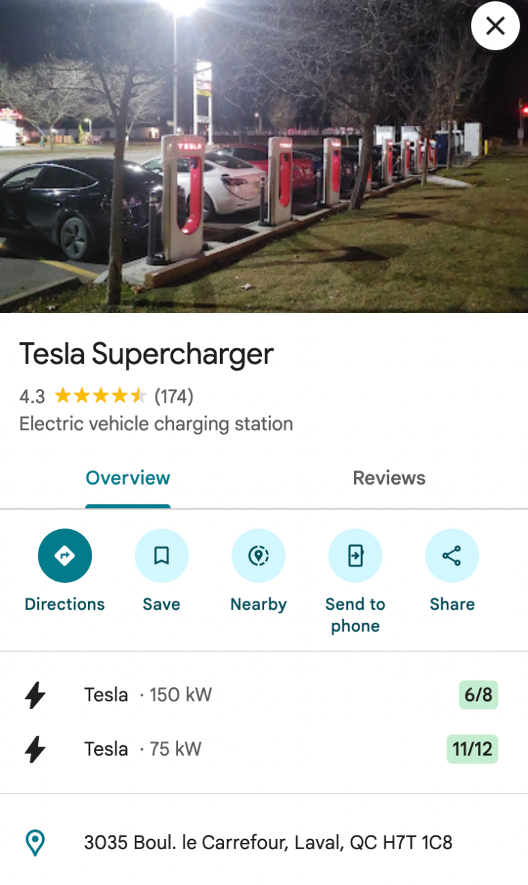 Displaying Supercharger station status in Google Maps