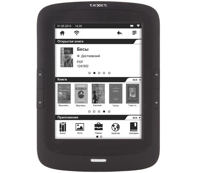 Электронная книга TeXet TB-166 с 6-дюймовым сенсорным E-Ink Pearl дисплеем