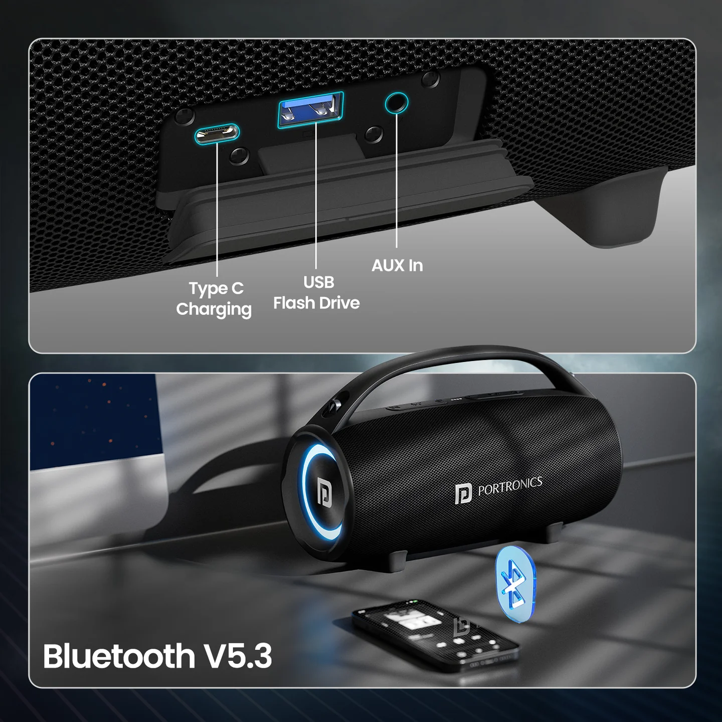 Thunder 2.0 portable speaker with USB-C charging