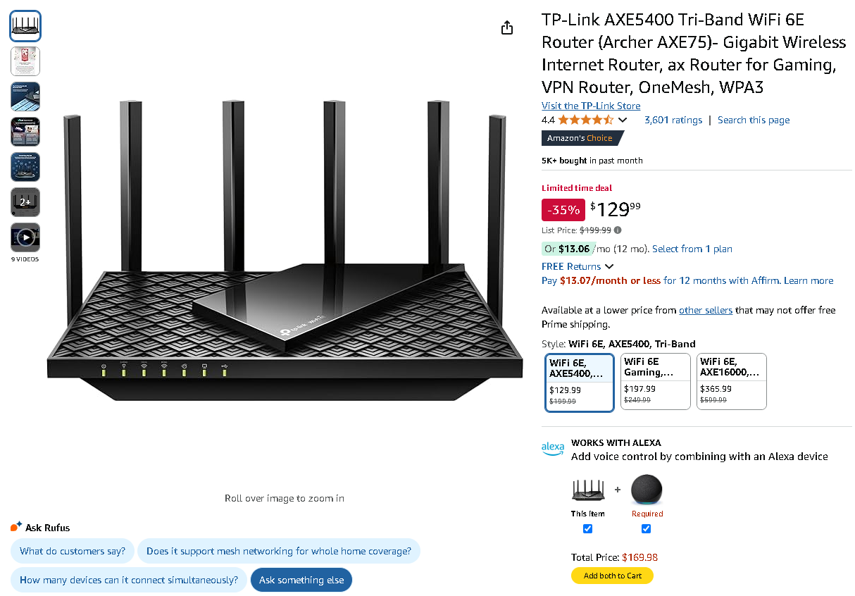 TP-Link Archer AXE75 WiFi 6E Router Screenshot of the TP-Link Archer AXE75