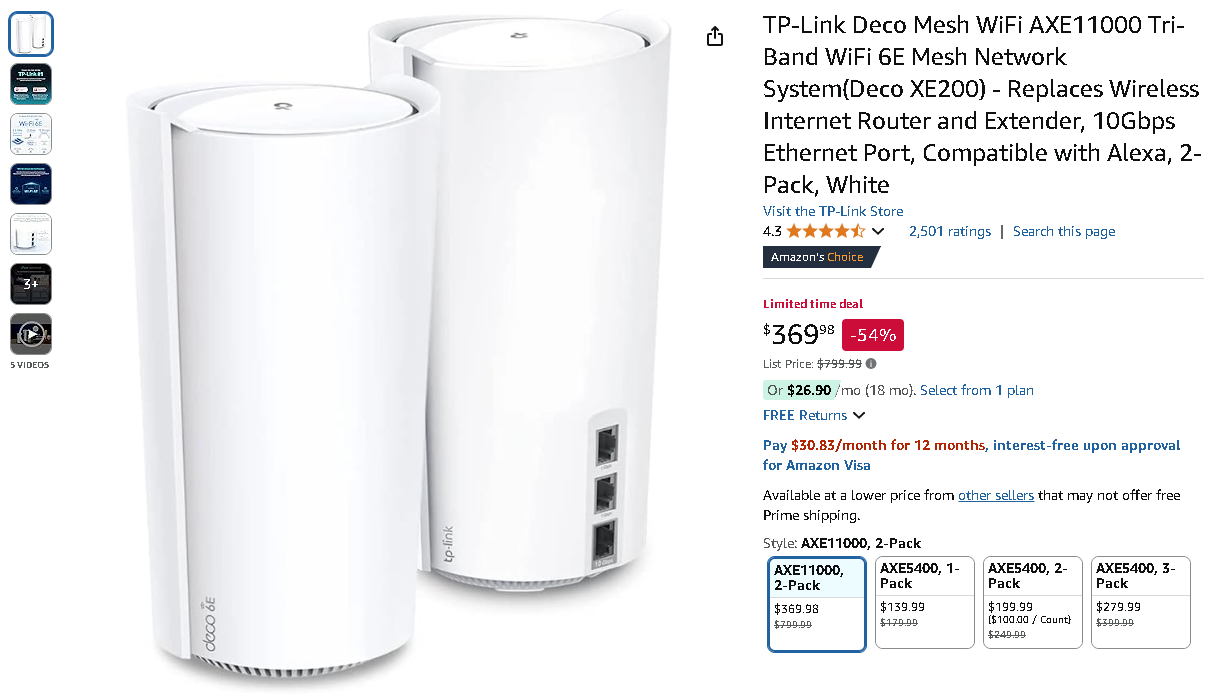 TP-Link Deco XE200 Mesh WiFi System