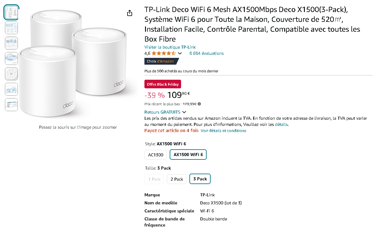 Image du système WiFi 6 Mesh TP-Link Deco X1500