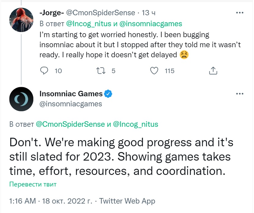 Les développeurs de Marvel's Spider-Man 2 assurent que la création du jeu progresse activement et que sa sortie aura lieu comme prévu.-2