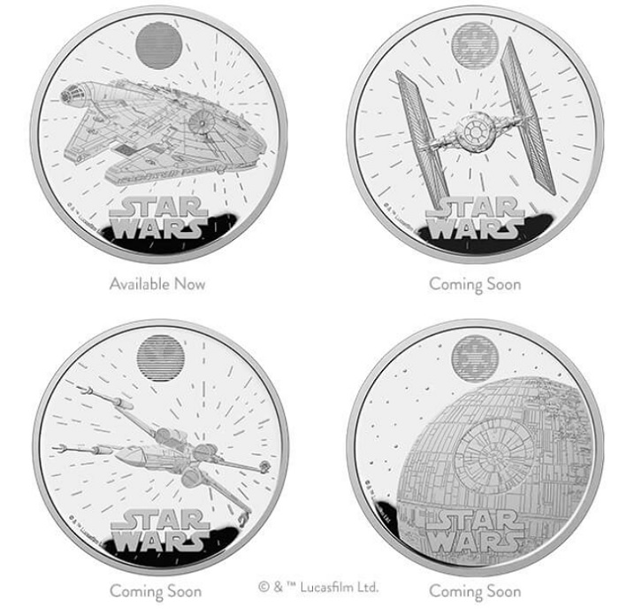 The UK Mint has released a numismatic collection featuring three iconic spaceships and the Death Star from Star Wars-4