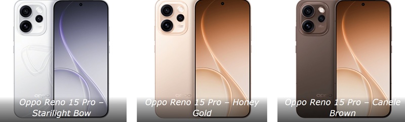 Oppo Reno 15 Pro у різних кольорах