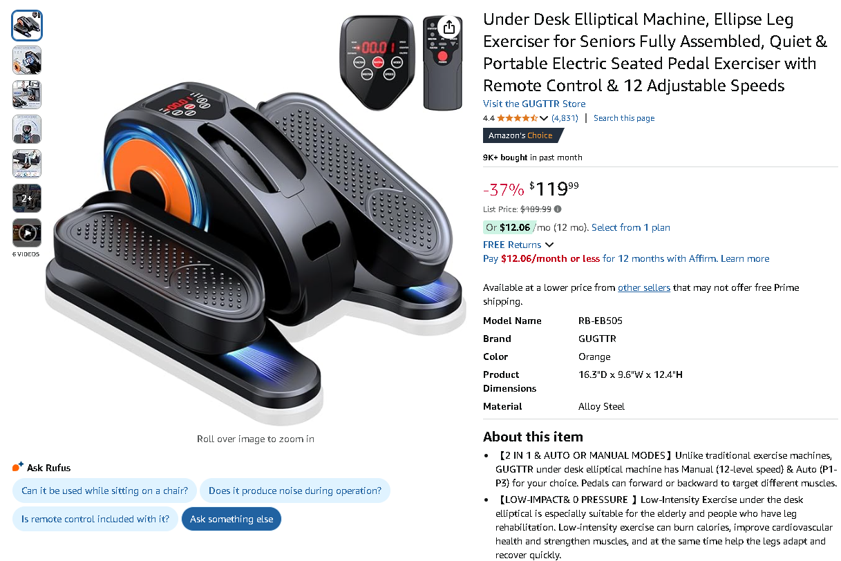 GUGTTR Under Desk Elliptical Machine GUGTTR Under Desk Elliptical Machine