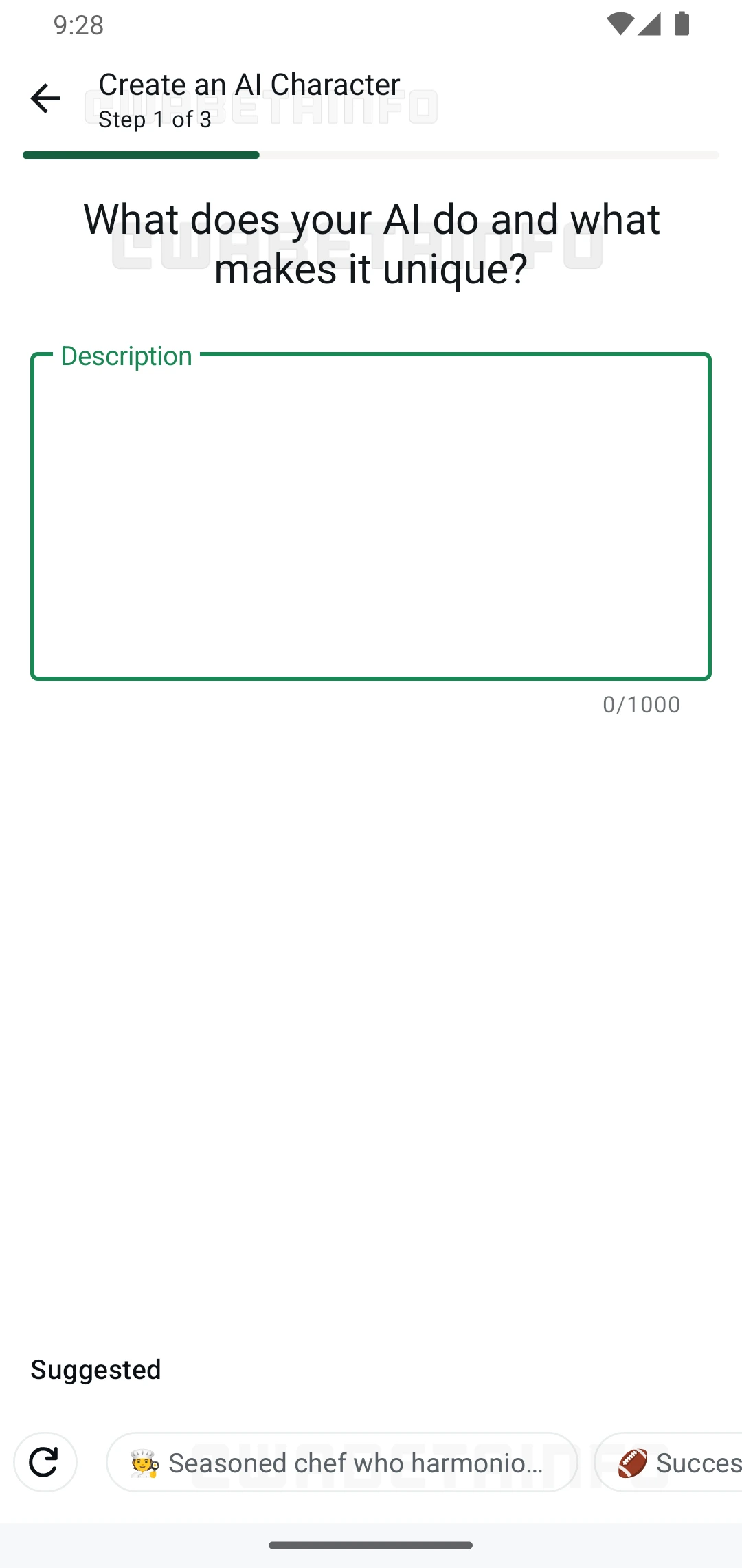 A page for creating your own AI chatbot in WhatsApp
