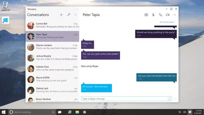 Windows 10 messenger with Skype