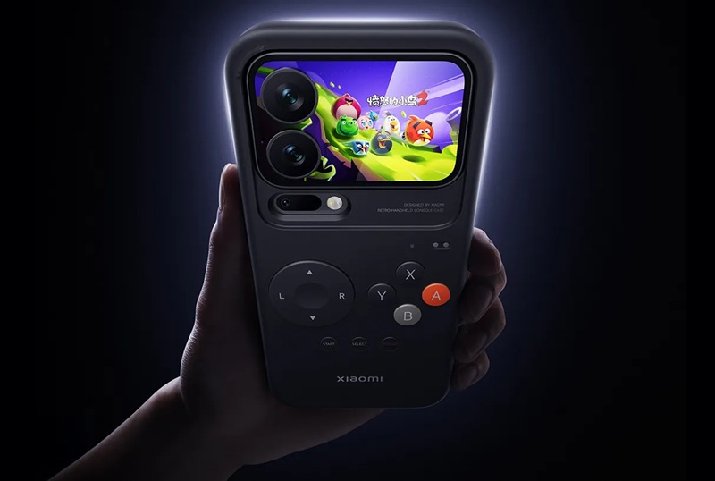 Retro Handheld Console Case for Xiaomi 17 Pro with Angry Birds game