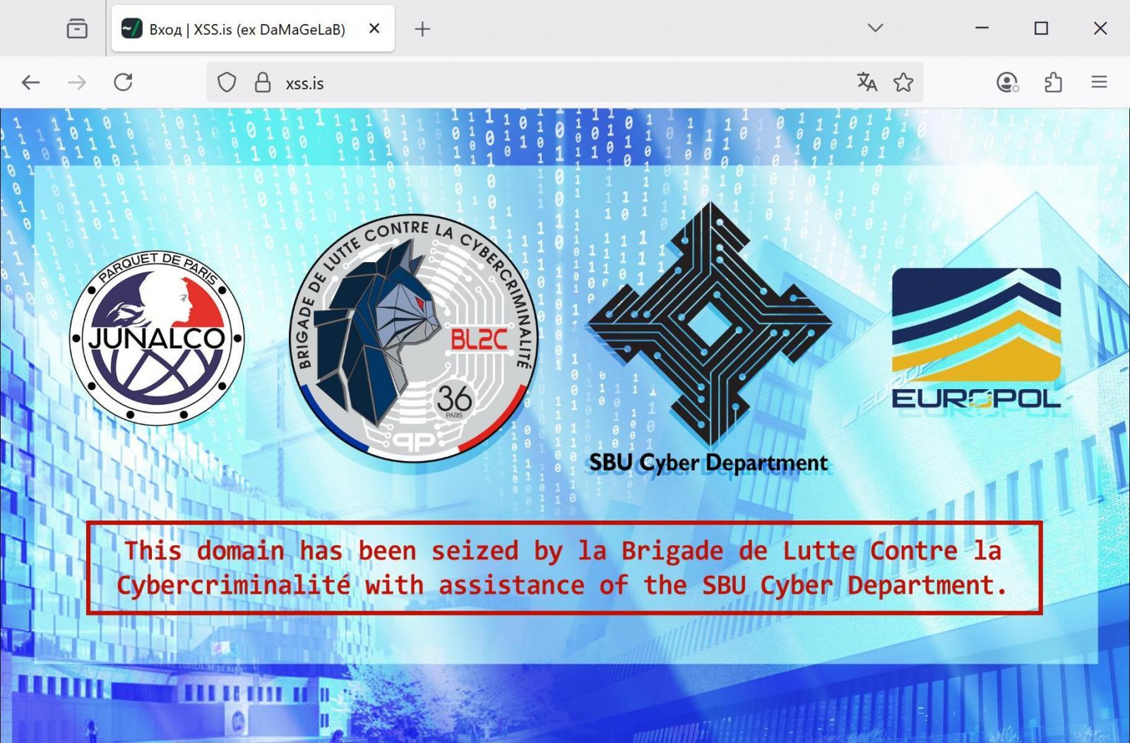 XSS.is більше не працює, тепер тут такі титри. Ілюстрація: bleepingcomputer.com