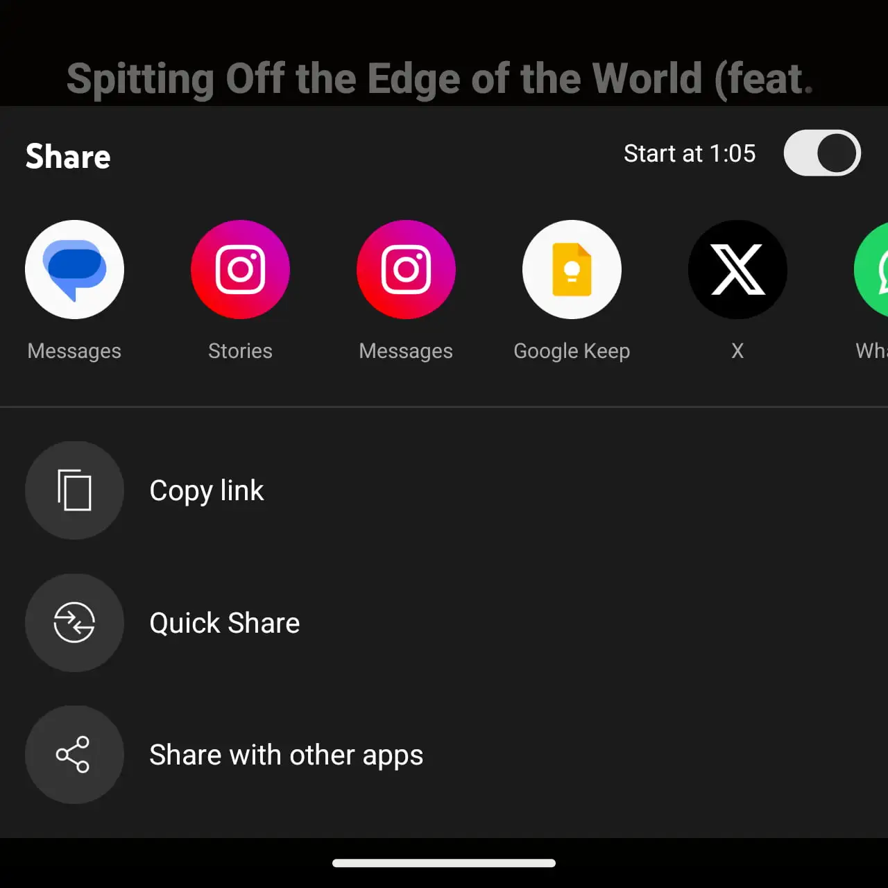 Démonstration de la division des horodatages dans YouTube Music