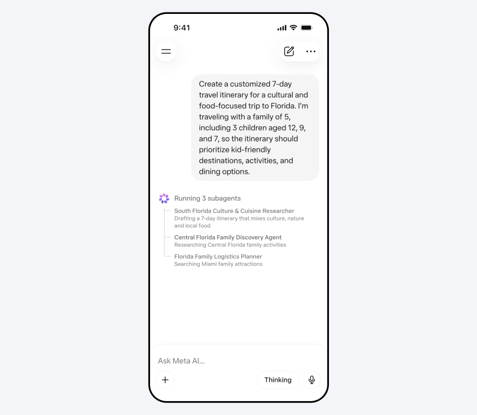 Muse Spark's capabilities for working with many agents