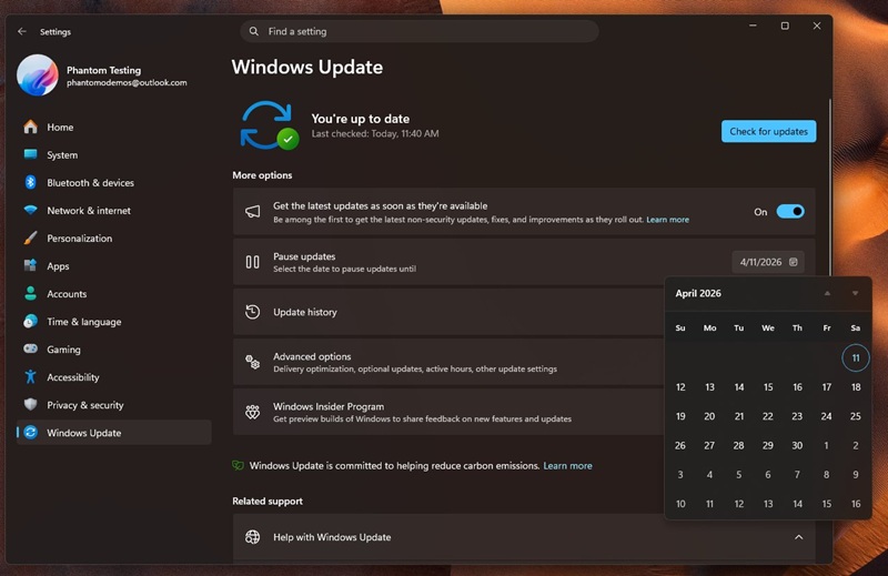Windows 11 thumbnail during update